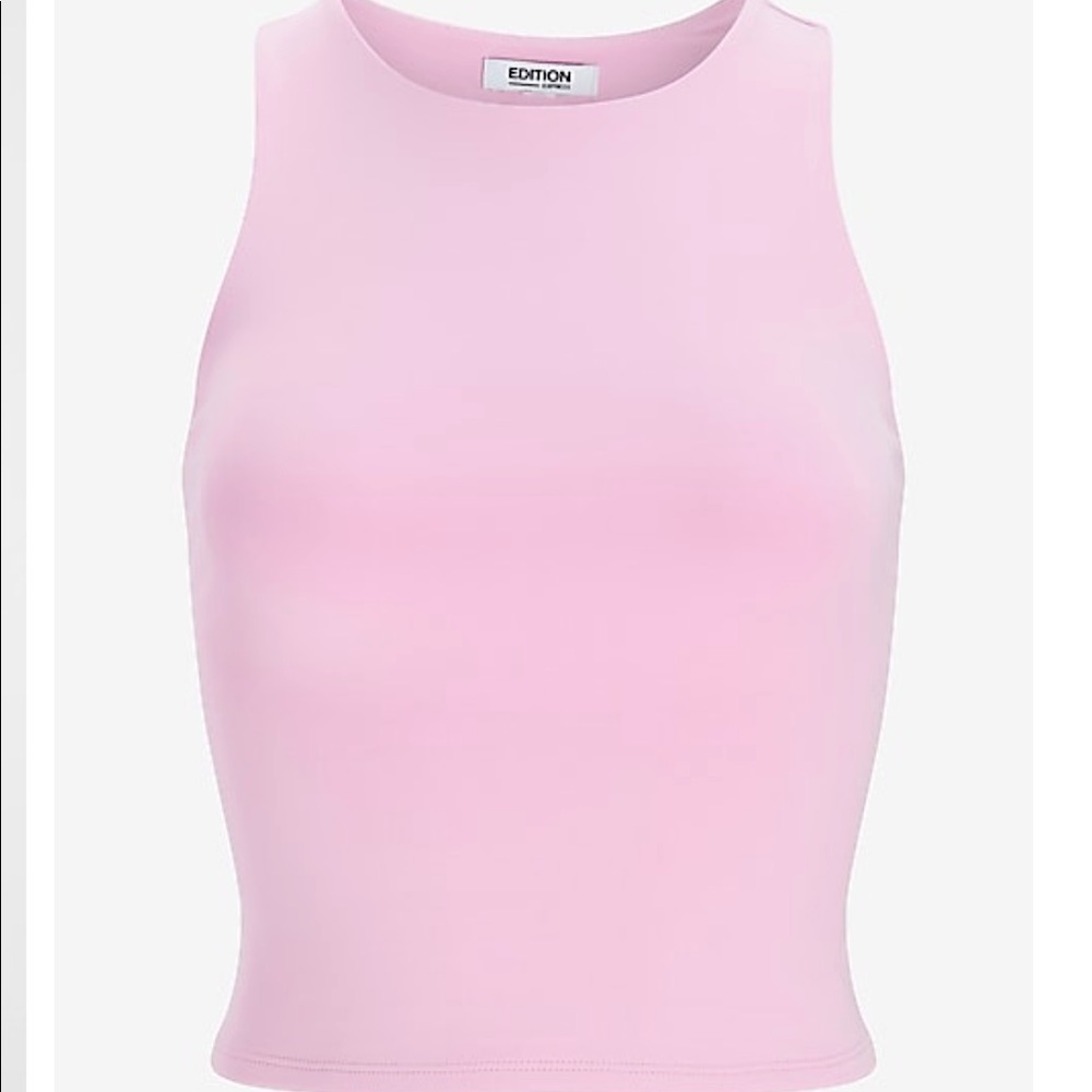 Express NWT High Neck Double Layered Pink Tank top Body Countour